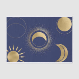 Papel De Seda Ouro celestial sol fases da lua eclipse roxo azul