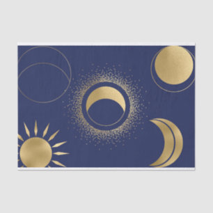 Papel De Seda Ouro celestial sol fases da lua eclipse roxo azul