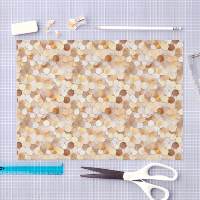 Papel De Seda Ouro Creme Marrom Moeda Círculos Aniversário (Arte )