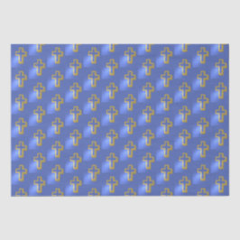 Papel De Seda Ouro Cristão Religioso Cruz Lilac Páscoa Azul