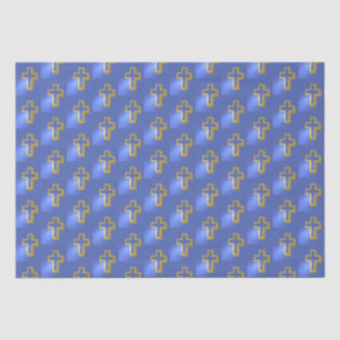 Papel De Seda Ouro Cristão Religioso Cruz Lilac Páscoa Azul