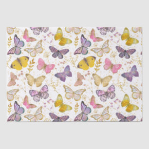 Papel De Seda Ouro de Borboletas Glitter Girly Faux Glitter