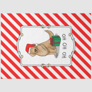 Papel De Seda Ouro de Natal Papai Noel Cachorro de Retriever