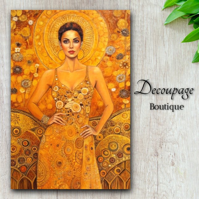 Papel De Seda Ouro Deusa Art Nouveau Splendor Decoupage (Golden Goddess Art Nouveau Splendor Decoupage Tissue Paper By Decoupage Boutique)