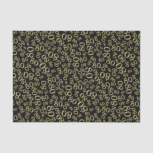 Papel De Seda ouro do aniversário do 80 e teste padrão preto d