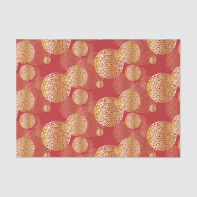 Papel De Seda Ouro Elegante Esplêndido Padrões Orientais (Frente )