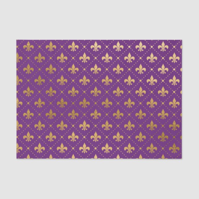 Papel De Seda Ouro Elegante Fleur De Lis Squares (Frente )