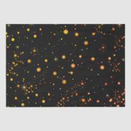 Papel De Seda Ouro - Estrelas Amarelas - Noite Preta 