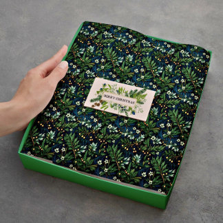 Papel De Seda Ouro Holly e Folhagem de inverno