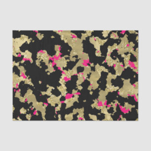 Papel De Seda Ouro Preto Brilho Rosa Quente Abstrato Descascando