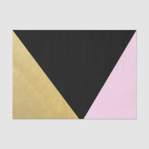 Papel De Seda Ouro Preto e Bloco de Cor Rosa Mod Glam Triângulos