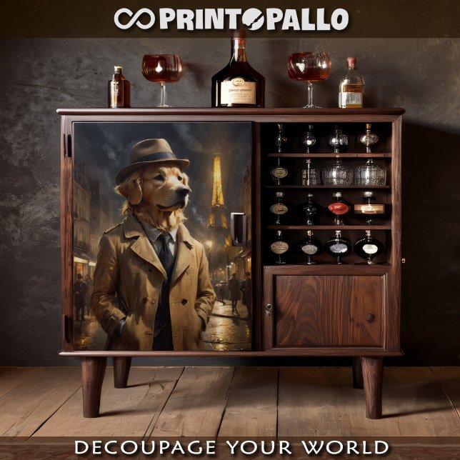 Papel De Seda Ouro Retriever como detetive em Paris (Criador carregado)