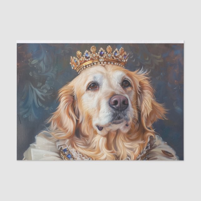 Papel De Seda Ouro Retriever Dog Art Vestido como Royalties (Frente )