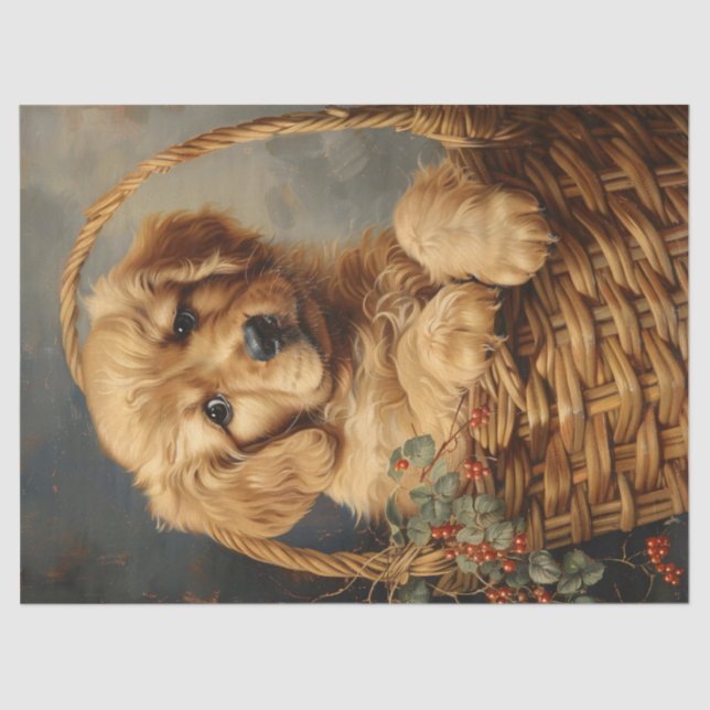 Papel De Seda Ouro Retriever Puppy em uma Cabeça de Disco (Frente )