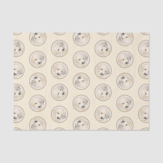 Papel De Seda Ouro Retriever Puppy Pintura Original (Frente )