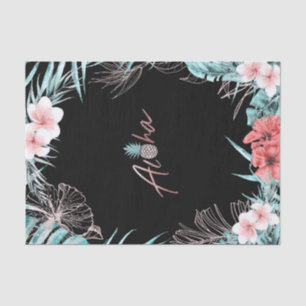 Papel De Seda Ouro Rosa Tropical Abacaxi Botânico Luau Havaiano