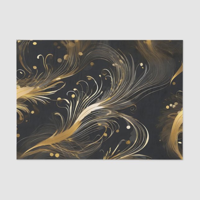 Papel De Seda Ouros em Preto (Frente )