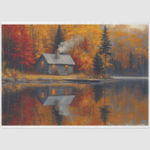 Papel De Seda Outono Russo de Cabina no Lago de Decoupage