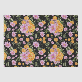 Papel De Seda Outubro Nascimento Mês Flores Marigold Cosmos