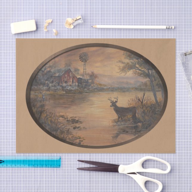 Papel De Seda Oval do Lago da Rodovia (Arte )