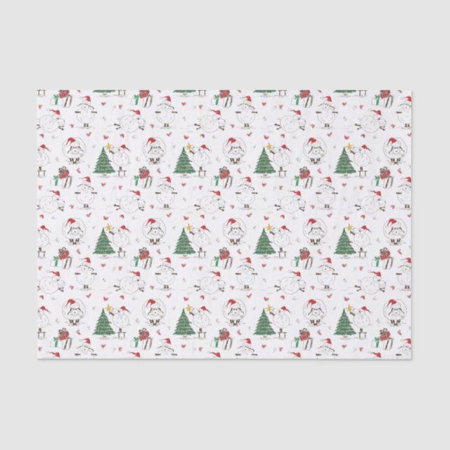 Papel De Seda Ovelha de Natal Adorável (Frente )