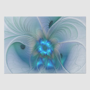 Papel De Seda Ovinas de Pé, Fractal Turquesa Azul Abstrato