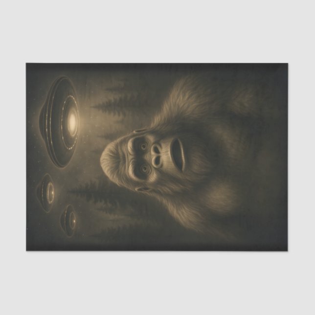 Papel De Seda OVNI Alienígena Sasquatch Pé Grande (Frente )