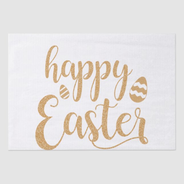 Papel De Seda Ovo de Felz pascoa com Glitter Dourado (Frente )