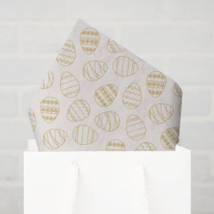 Papel De Seda Ovo de Páscoa com Elegante Estampa de Linha Dourad