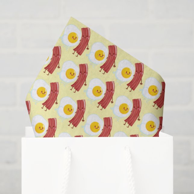 Papel De Seda Ovos azulejos fofos padrão bacon (Sacola de presentes)