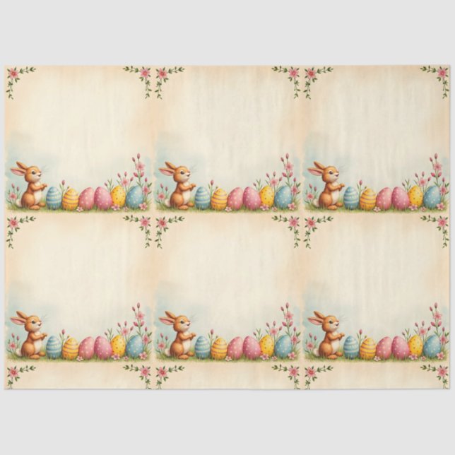 Papel De Seda Ovos De Páscoa E Pequena Coleção Popular De Coelho (Frente )