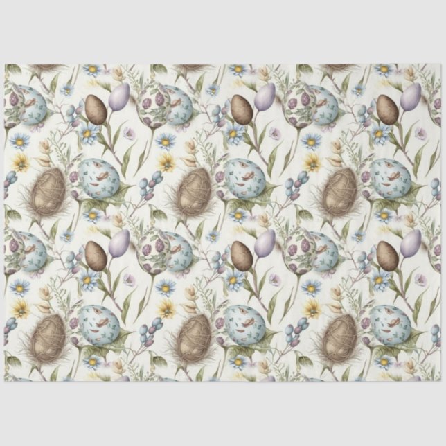 Papel De Seda Ovos de Páscoa padrão nostálgico de colheita n.o 1 (Frente )