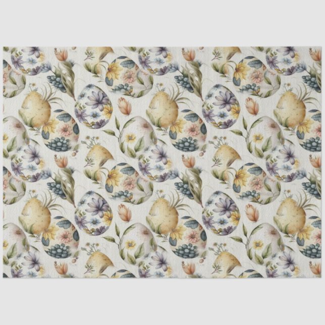 Papel De Seda Ovos de Páscoa padrão nostálgico de colheita n.o 1 (Frente )