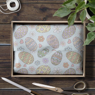 Papel De Seda Ovos de Páscoa Pastel Caprichosos Padrão Floral Fo