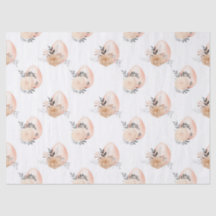 Ovos de Pêssego e Flores em Decoupage Branca