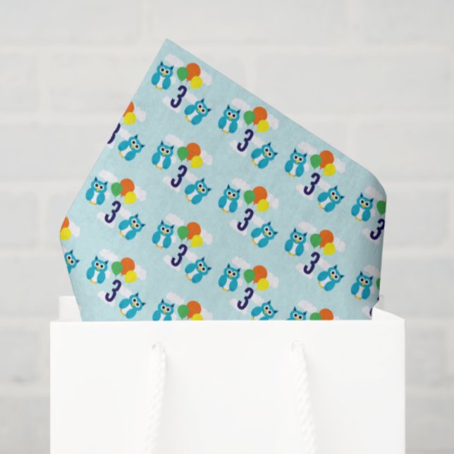 Papel De Seda Owl Birthday (Sacola de presentes)