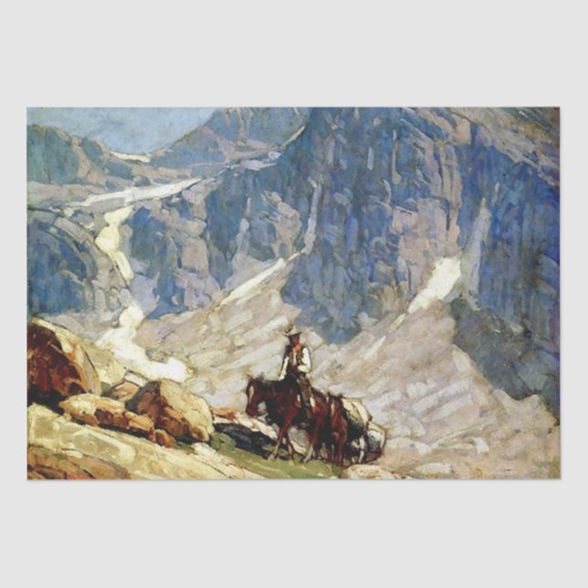 Papel De Seda "Packin' In" Western Art de Edgar Payne (Frente )