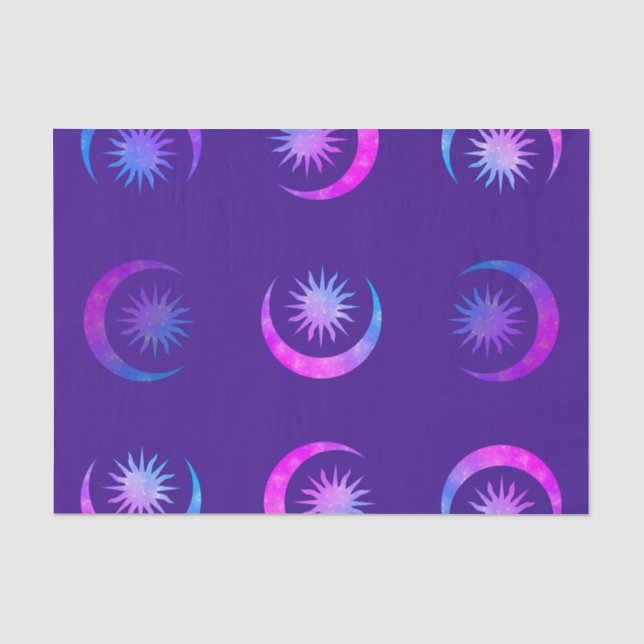 Papel De Seda Pacote de Festa Zen da Lua e do Sol Violeta Índigo (Frente )