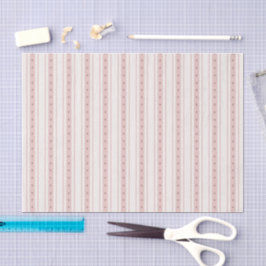 Papel De Seda Padaria de Listras de Coração Rosa e Marrom Retrô