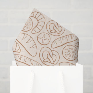 Papel De Seda Padaria Desenhada à Mão Bens Assados Pretzel Crois