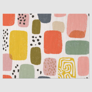 Papel De Seda Padrão Abstrato Boho Moderno em Aquarela Colorid