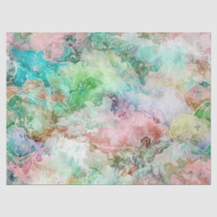 Papel De Seda Padrão Abstrato de Aquarela do Oceano Grunge