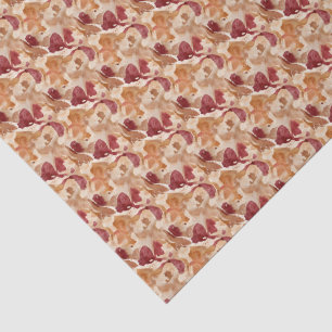 Papel De Seda Padrão Abstrato de Aquarela em Cores Quentes de Ou