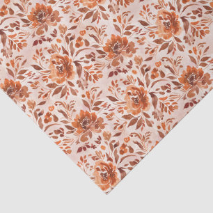 Papel De Seda Padrão Abstrato de Aquarela Floral em Cores de Out