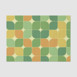 Papel De Seda Padrão abstrato de meados do século em verde laran