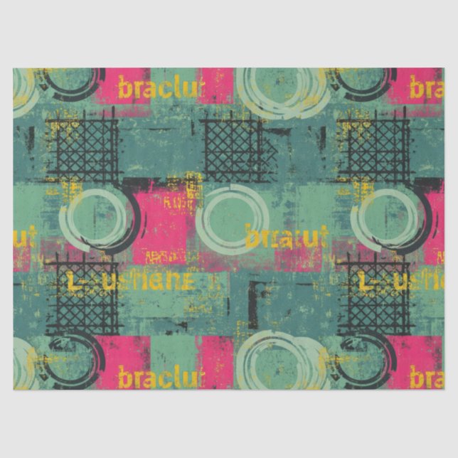 Papel De Seda Padrão Abstrato Grunge com Formas Geométricas (Frente )