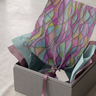Papel De Seda Padrão Abstrato Ondulado em Tom de Joia Boho