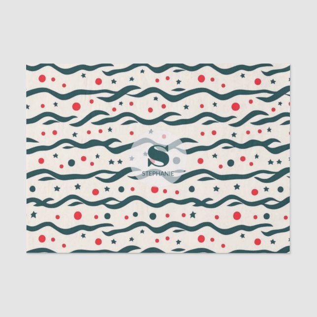 Papel De Seda Padrão abstrato Wavy Lines e formas geométricas (Frente )