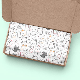 Papel De Seda Padrão Adorável de Gato Invisível