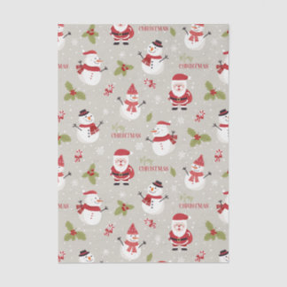 Papel De Seda Padrão Alegre Natal & Boneco de Neve Fofo